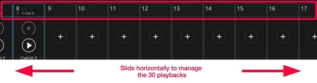 The control area is configured to control the first 10 Playbacks, no matter which of the 3 Playback blocks is selected.