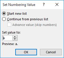 To change the formatting of list numbers, click any number to select the entire list. If you select the text as well, the formatting of both the text and the numbering change.