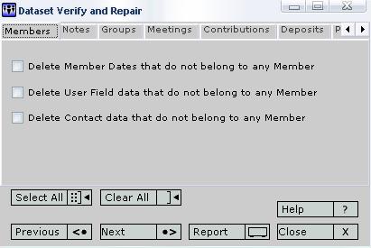 Select data to verify and repair (Step 2, Verify and Repair) Step 2 of the Verify and Repair process is to specify your preferences for repairing various data elements, if you selected to perform the