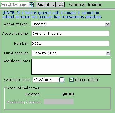 Here are some things to keep in mind when creating Income Accounts. These accounts as well as any other account in the Accounts module have to have a unique name.