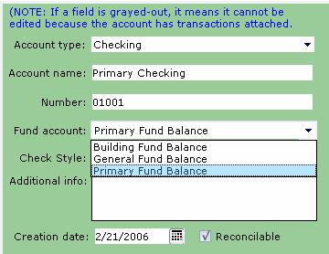 With the previously discussed links made there is one more link that needs to be made. I m referring to the link between Income/Checking/Savings accounts and the corresponding Fund Balance accounts.