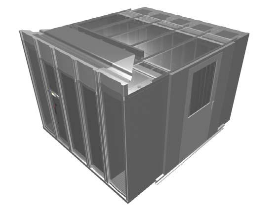 Figure 7 Example of a modular power and cooling system for a dedicated high density area within a data center. Modules of 2-12 IT racks, rated at 20 kw per rack.
