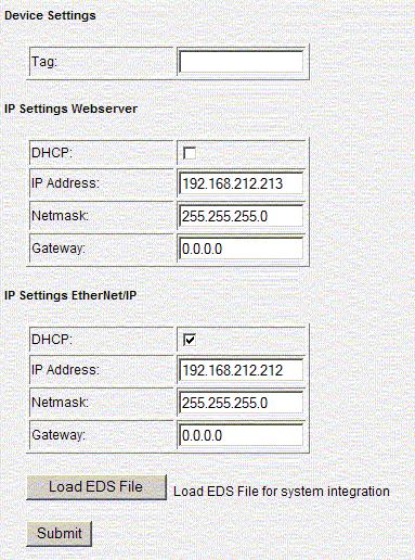 Network Configuration Assigning a tag name to the measuring device.