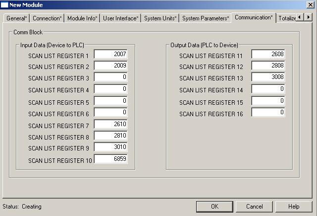 8. Switch to register "System Parameters". Examine the settings and change them if necessary. 9. Switch to register "Communication".
