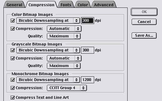 Recommendations for Compression job options The Compression tab contains settings for compressing images, graphics, and text.