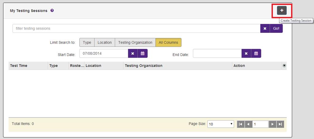 Online Testing - Creating a Testing Session Once you have logged in go to the testing sessions tab.