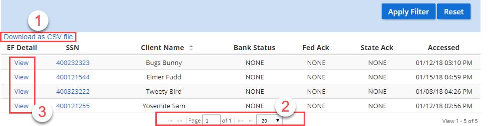 The return is opened to the Taxpayer Information window. Click a column header to sort the list in ascending order by that category. Click the same column header again to reverse the sort order.