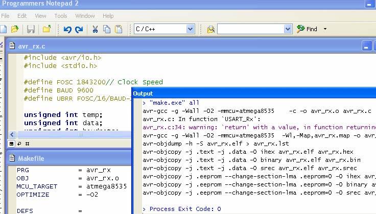 59 Figure 4.9 Compile and Link Code using WinAVR The AVRGCC windows version was used as it is easier to write the code in C and it can directly compile the code.