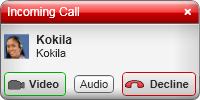 Using the Video Softphone: Ending a Call 2.6 Ending a Call Click the End button on the call panel (the call can be active or on hold). The call panel closes after a few seconds. 2.7 Handling Incoming Calls As soon as an incoming call is received, a call panel appears, showing information about the call.