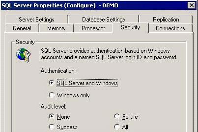 Step 5: Select Authentication: SQL Server and Windows or Authentication: Windows and close the dialog. This configures your Microsoft SQL Server.