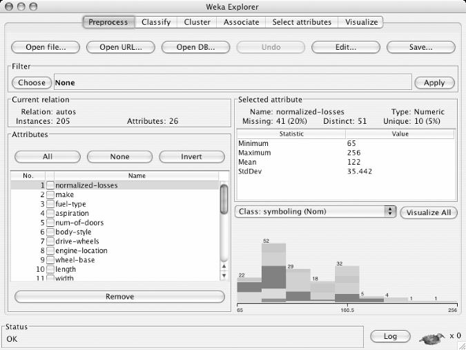 370 CHAPTER 10 THE EXPLORER Figure 10.1 The Explorer interface. Preparing the data The data is often presented in a spreadsheet or database.