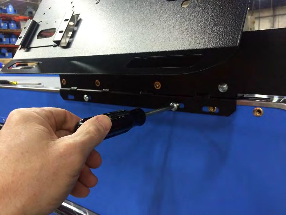 STEP 2: Attach the Monitor Stand Base to the conveyor by using (2) ¼-20 x