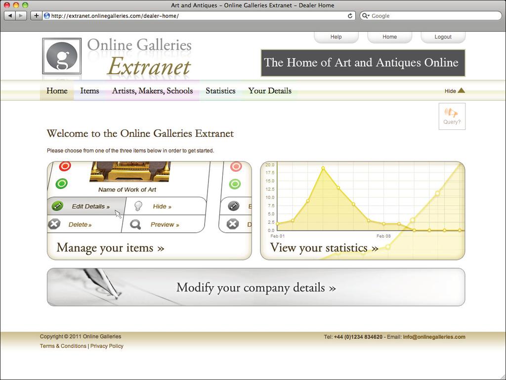 Welcome to Online Galleries Fig. 1 Please follow the step-by-step instructions below to manage your gallery and website via the extranet provided.