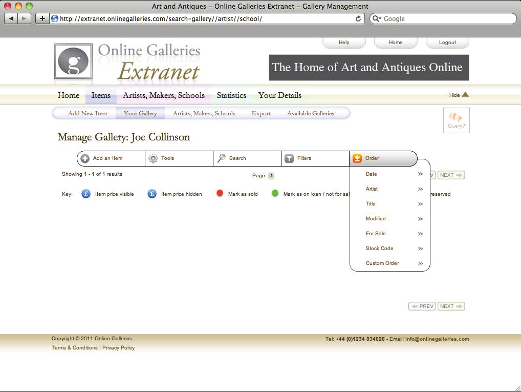 Section 5 - Order (See Fig. 13) Fig. 13 Date Click to select. This gives you the option to display your gallery in date order by newest or oldest first.