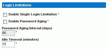 2. To prevent more than one person from using the same login at the same time, select the Enable Single Login Limitation checkbox. 3.