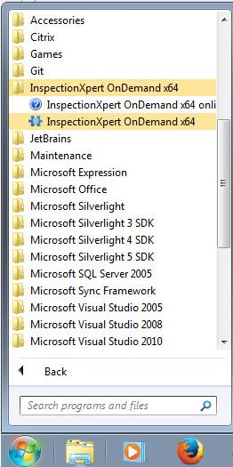 For subsequent use of InspectionXpert OnDemand, users should launch the application from the start menu as shown below.