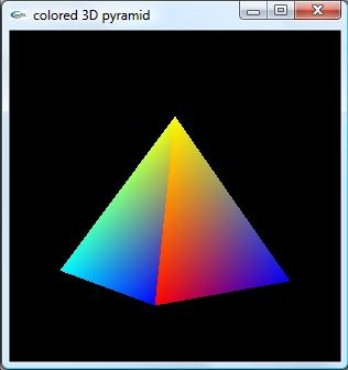 0f,-1.0f, 1.0f); // Left Of Triangle (Front) glvertex3f( 1.0f,-1.0f, 1.0f); // Right Of Triangle (Front) glvertex3f( 0.0f, 1.0f, 0.0f); // Top Of Triangle (Right) glvertex3f( 1.0f,-1.0f, 1.0f); // Left Of Triangle (Right) glvertex3f( 1.