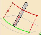 Strategy Definition (15/16) Thru a guide: You can control the tool orientation using a continuous geometrical curve (guide). An open guide can be extrapolated at its extremities.