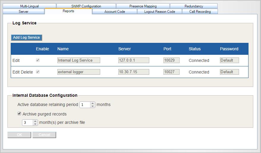 Chapter 3: System Configuration Configuring Reports Use the Reports tab of the System menu to indicate where to log the call detail records (CDRs). Figure 15.