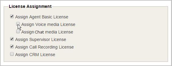 Configuring User Details Figure 24. Assigning media licenses to an agent Notes: If no more licenses are available for a specific client, you will see a warning message when you click OK.