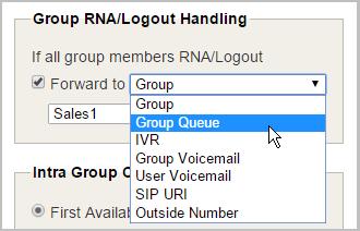 Configuring Group Ring No Answer/Logout Handling 3. Check the Enable No Answer Handling checkbox and choose the desired behavior.