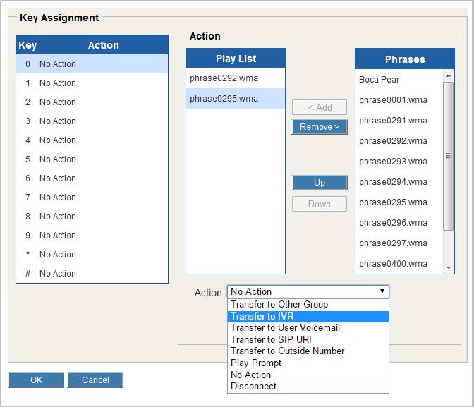 Configuring Workgroup Recording Figure 55. The Workgroup > In Queue IVR tab Configuring Response Actions To set up the menus and responses, 1. On the Workgroup menu, choose In Queue IVR. 2.