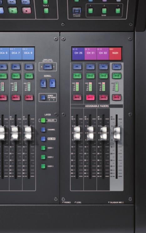 The screen also incorporates Roland s Touch-and-Turn capabilities; a selected knob located to the right of the 16 encoders follows whatever parameter is touched on the screen.