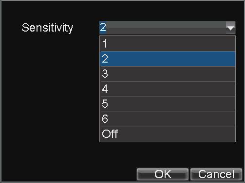 Figure3. Motion Detection Area 5. Right click mouse or press the MENU button on the front panel to set the Motion Detection Sensitivity, shown in Figure 4.