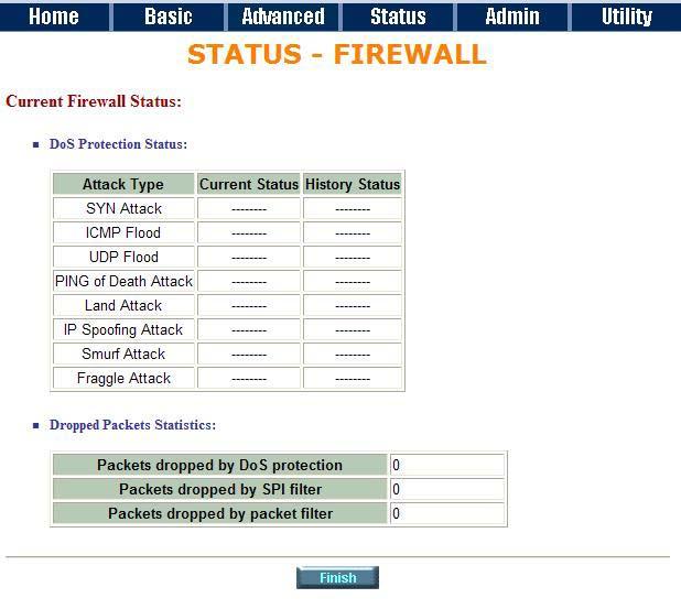 4.3.6 FIREWALL This information shows firewall status: DoS protection
