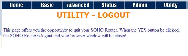 4.5.5 Logout To logout the router, press LOGOUT in UTILITY.