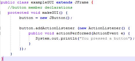 Anonymous Classes Example Anonymous classes are most often used in handling events in a GUI.
