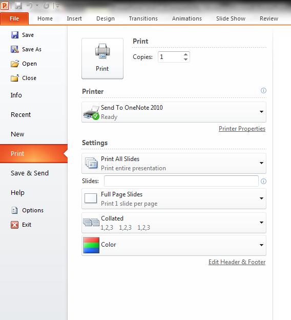 Printing a PowerPoint Presentation (2) File Tab