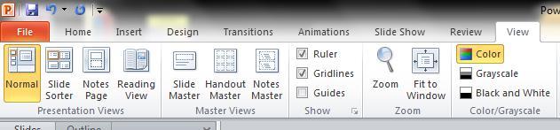 Comparing Presentation Views (3) You can change views using the View Shortcuts on