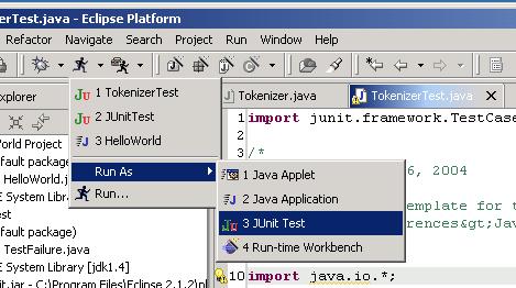 Running JUnit Second, use this pulldown menu First,