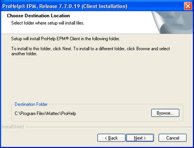For LOCAL Clients, follow these instructions: This should point to the installation folder where the software is to be installed.