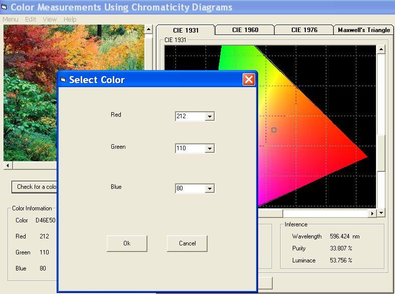 60 Similar testing can be run for the Check for a Color command button. Using this button, any RGB data can be fed into the software.