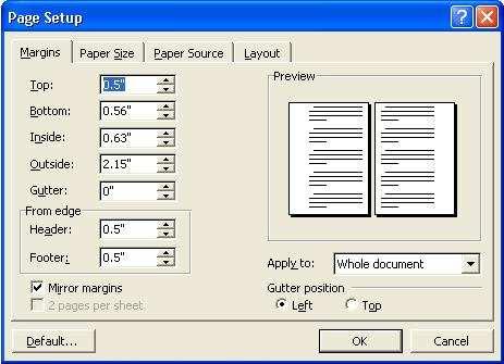 Lab Manual - 1 Figure 8: Page Setup Dialog Box Showing Paper Size Options To select the paper size and page orientation follow these steps: 1) Select the text you want to have a different paper size
