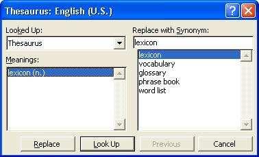 Thesaurus Word Processing The Thesaurus can be used to improve the precision and variety of your writing. It looks at the words you select and presents alternatives with similar meanings.