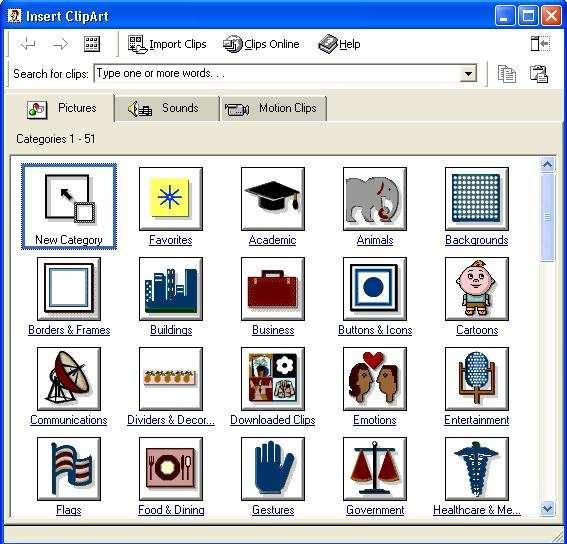 Lab Manual - 1 Figure 22: Different Categories in Clip Gallery To add a clip art