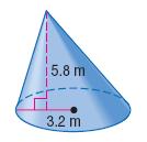 and r is the radius of the base. Examples Find the volume of the following cones.