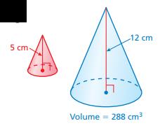 Examples 1. Right circular cone A has a volume of 675 units 3 and a radius of 3.