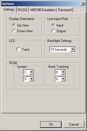Page: 66 SmartPad LCD Section 6: Options Settings In the Project Options Window in Universal Dragon, the user can change the settings for RC68 Code Group, Bank Track Code Group, Status Line and LED
