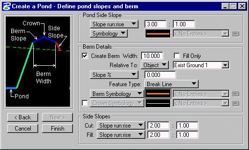 Analyzing the Pond Volume Step 6. Select the MicroStation element that represents the pond bottom, and click Next>. Step 7.