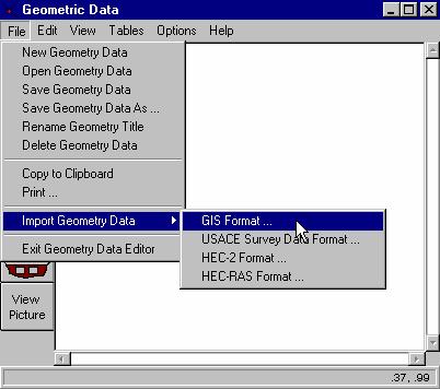 Access the Geometric data module of Hec-Ras by selecting Edit > Geometric Data