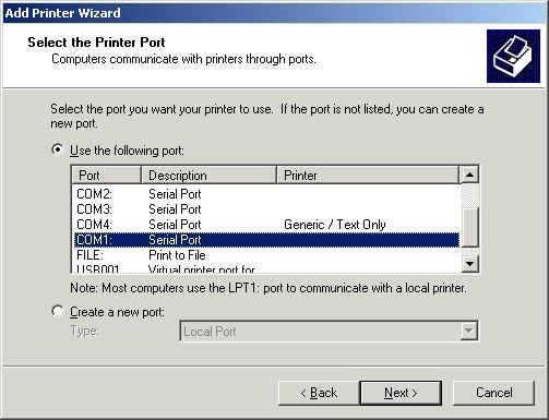 Select the port(i/f) you want to use and click "Next >".