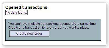 Transaction operations Create a new transaction Once you have logged in, the following page will be displayed: You can also navigate to this page by