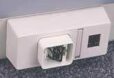 A double gang faceplate with one side blank is initially installed and is replaced with a double gang faceplate as additional outlets are needed Icons on