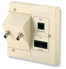 connectors 48 TION OUTLETS Fiber Optic/AMP Communications Outlet Two ST-Style Adapters with Dual-Port ACO PART NUMBER 502604-2 All