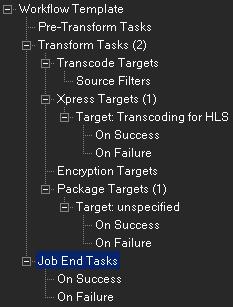 Chapter 4 Creating Workflow Templates for Xpress & Package Presets Configuring Job End Tasks Figure 4 7: Pre-Transform Tasks 3. Right-click on the On Success entry. 4. The tasks available to be performed are: Email Notification (Refer to 4.