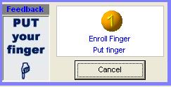 When Put finger message appears, instruct user to